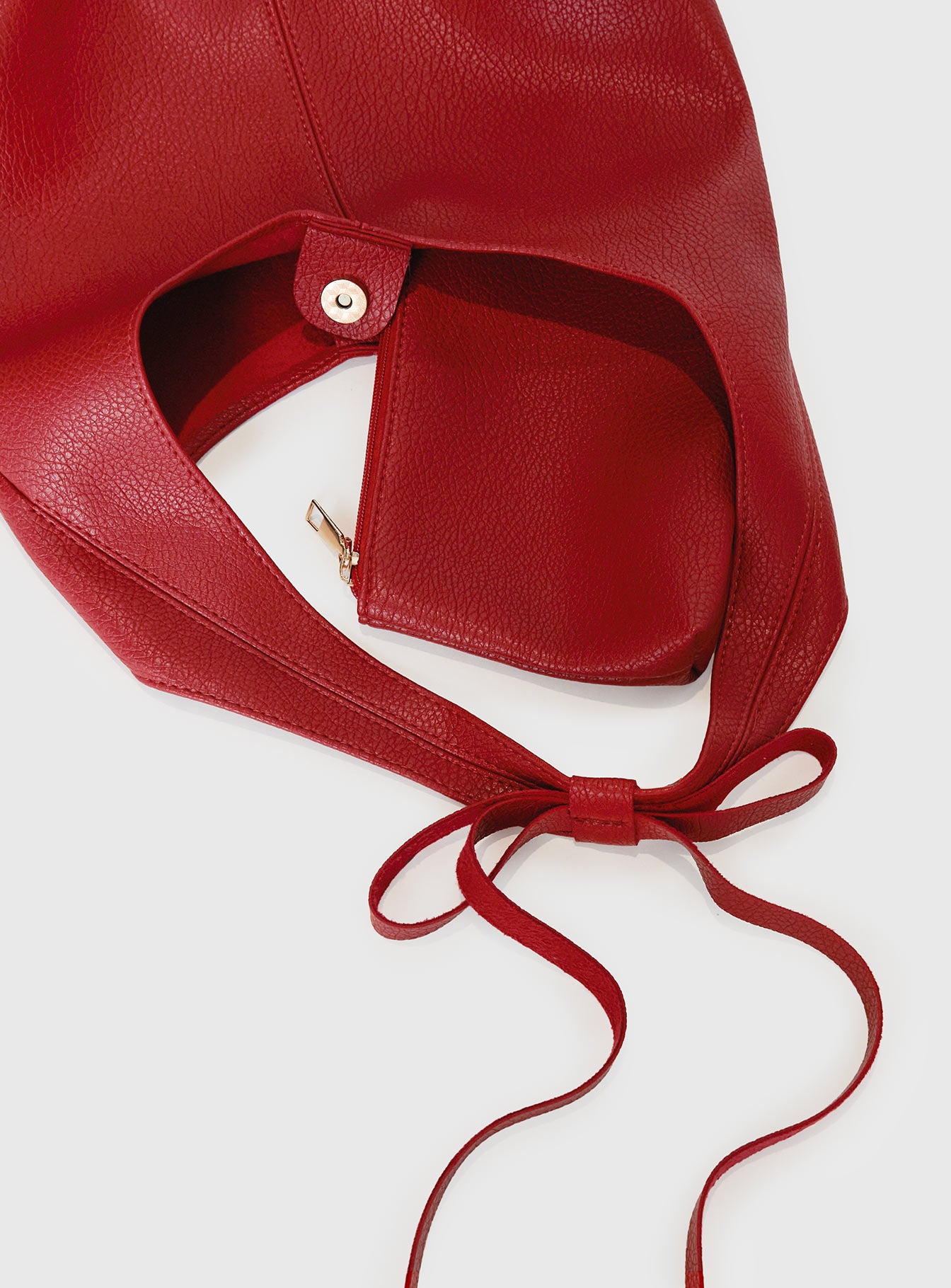 Neddy Faux Leather Bow Bag Red
