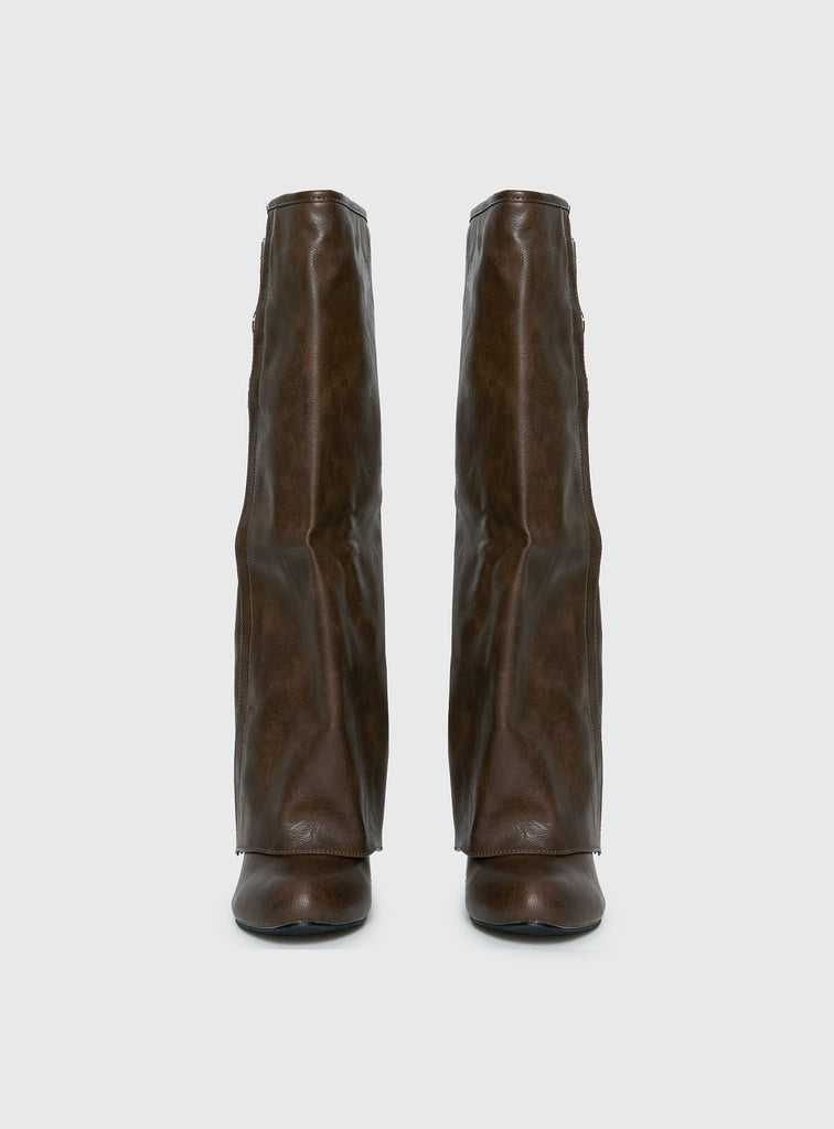 Ritz Knee High Boots Brown | Princess Polly