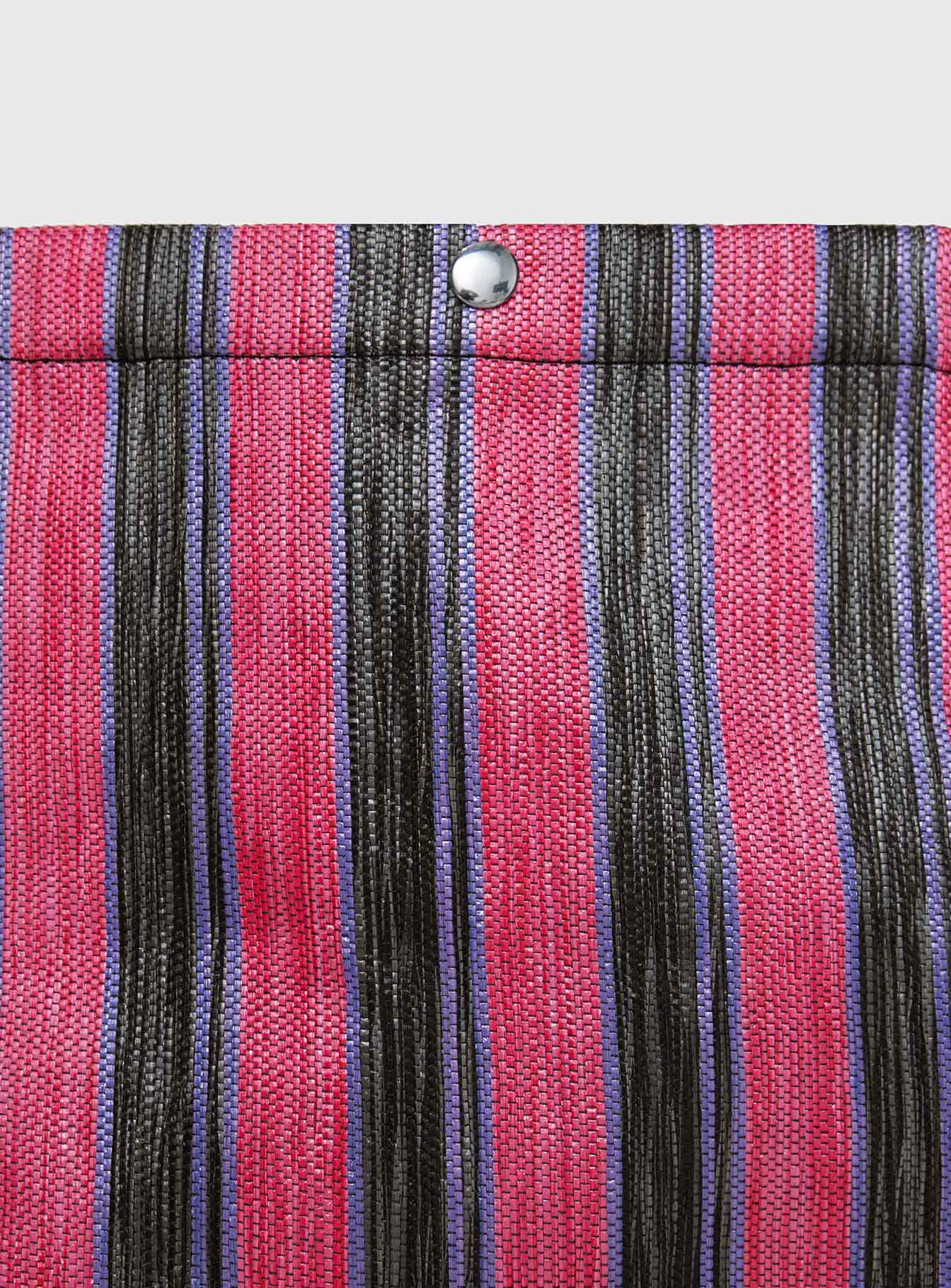 Tote bag Striped print, flat base, fixed strap, button fastening