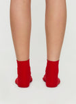 Sports Crew Ribbed Socks Red