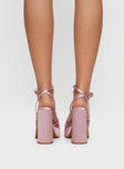 Everlasting Satin Platform Heels Baby Pink