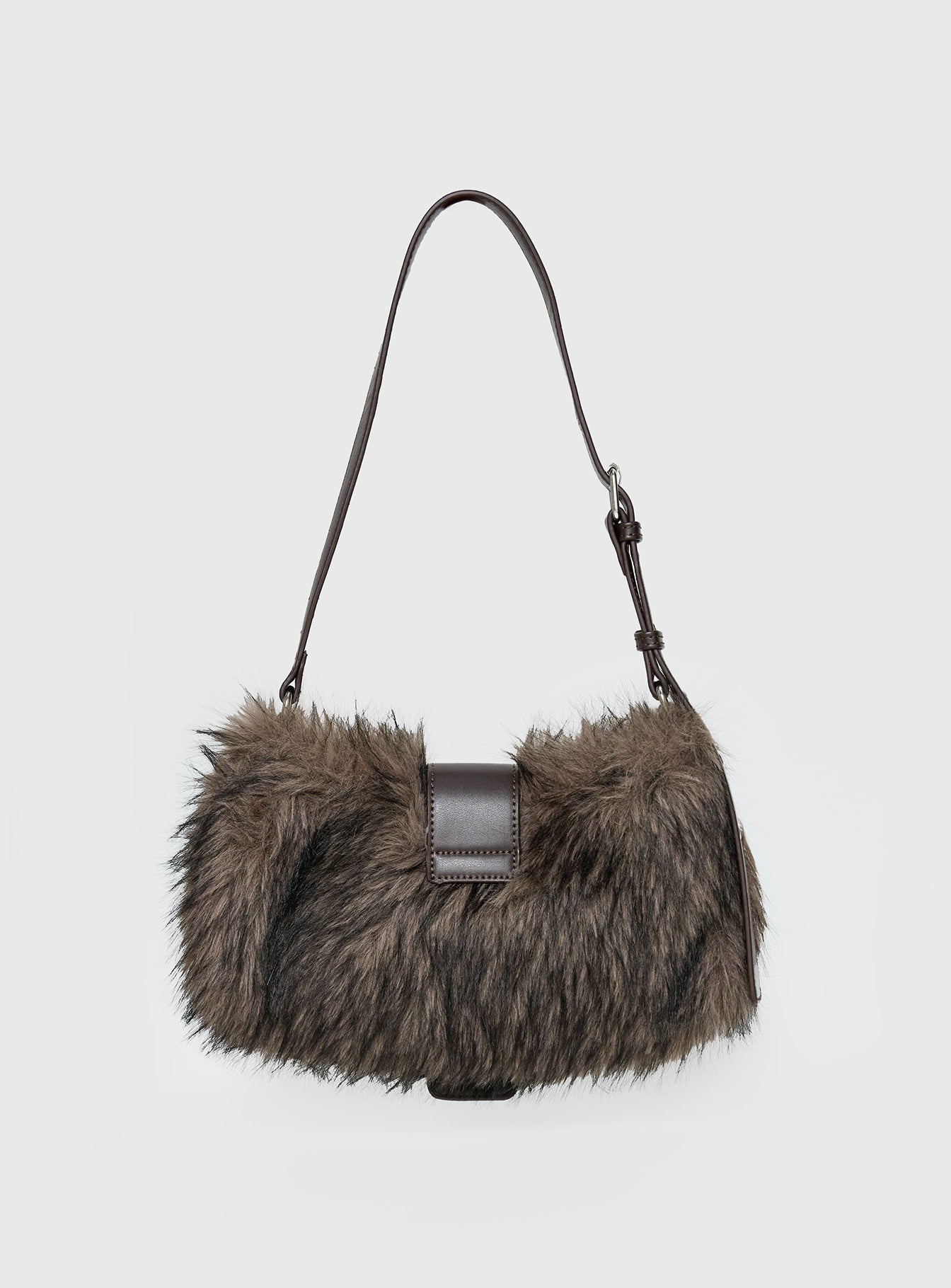 Elliot Faux Fur Shoulder Bag Brown | Princess Polly