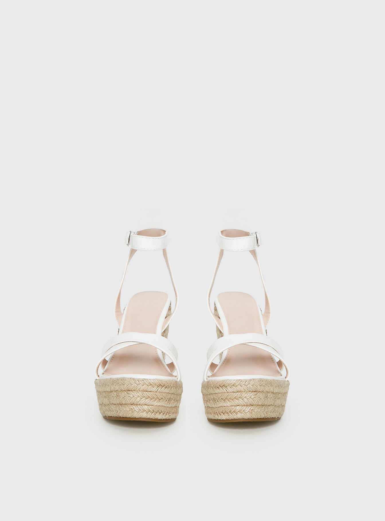 Jesper Espadrille Wedged Heels White Croc