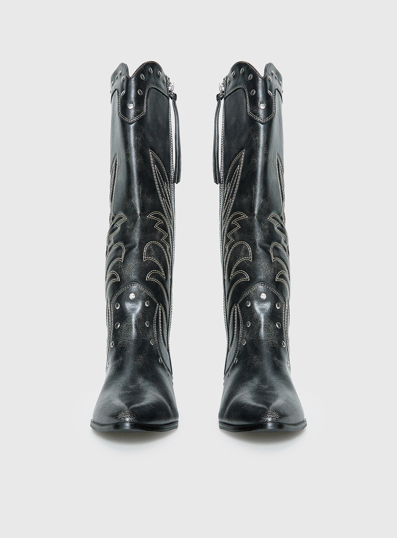 Austin Distressed Cowboy Boots Black