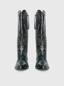 Austin Distressed Cowboy Boots Black