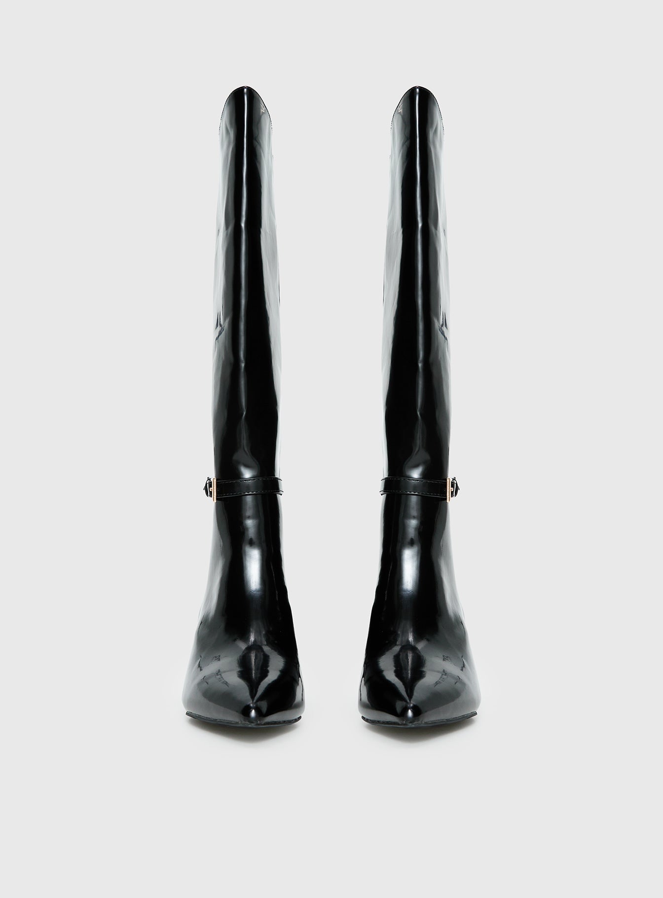 Glazed Knee High Boots Black