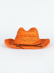 Woven cowboy hat Curved wide brim, mouldable brim shape, bead detail