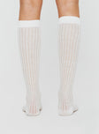 Knee high socks  Ribbed cuff, sheer