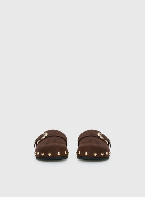 Way Life Goes Stud Detail Clogs Chocolate