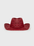 Straw cowboy hat Moulded brim, beaded detail