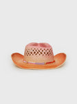 Straw cowboy hat Moulded brim, ombre design, beaded detail