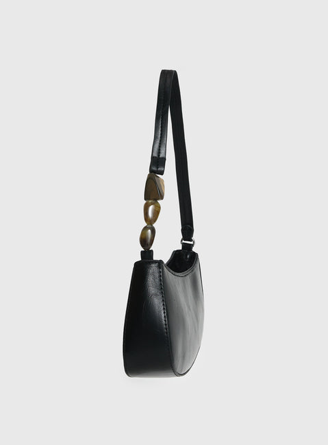 Contradiction Bead Detail Shoulder Bag Black