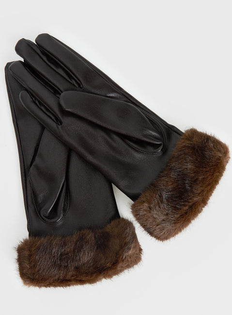 Elowynn Faux Leather Gloves Brown