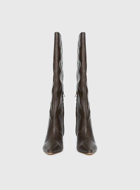 Aminah Knee High Boots Charcoal