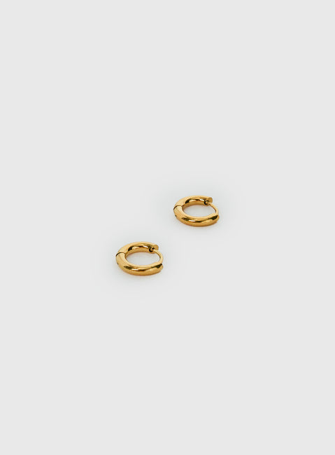 Fiorah Gold Plated 10mm Huggie Earrings Gold
