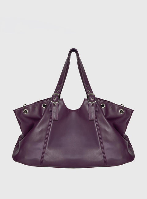 Amaria Buckle Detail Shoulder Bag Plum