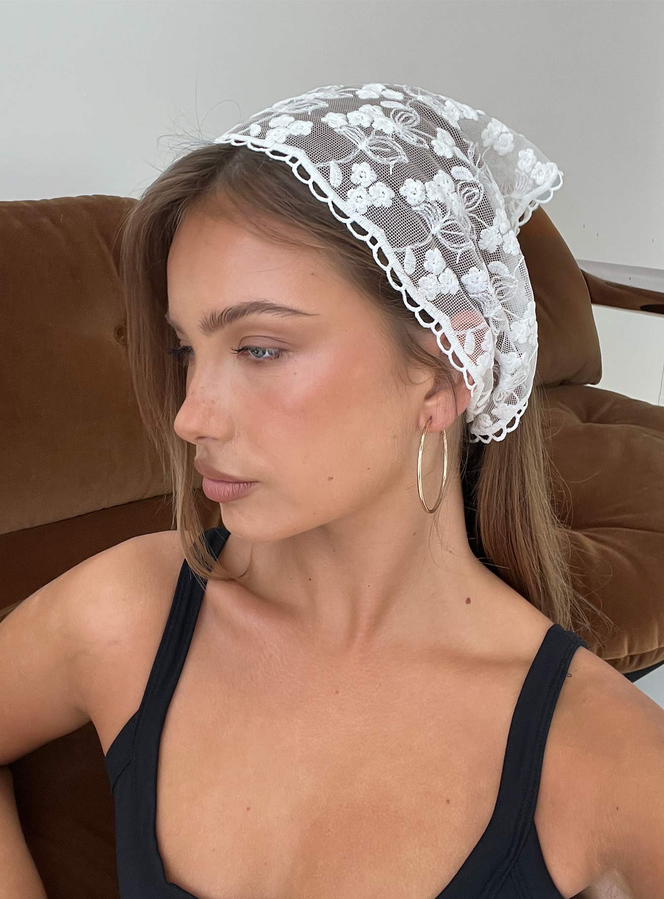 Creme Brulee Lace Hair Scarf White | Princess Polly