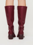 Ella Knee High Boots Burgundy