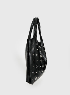 Find Your Love Eyelet Detail Shoulder Bag Black