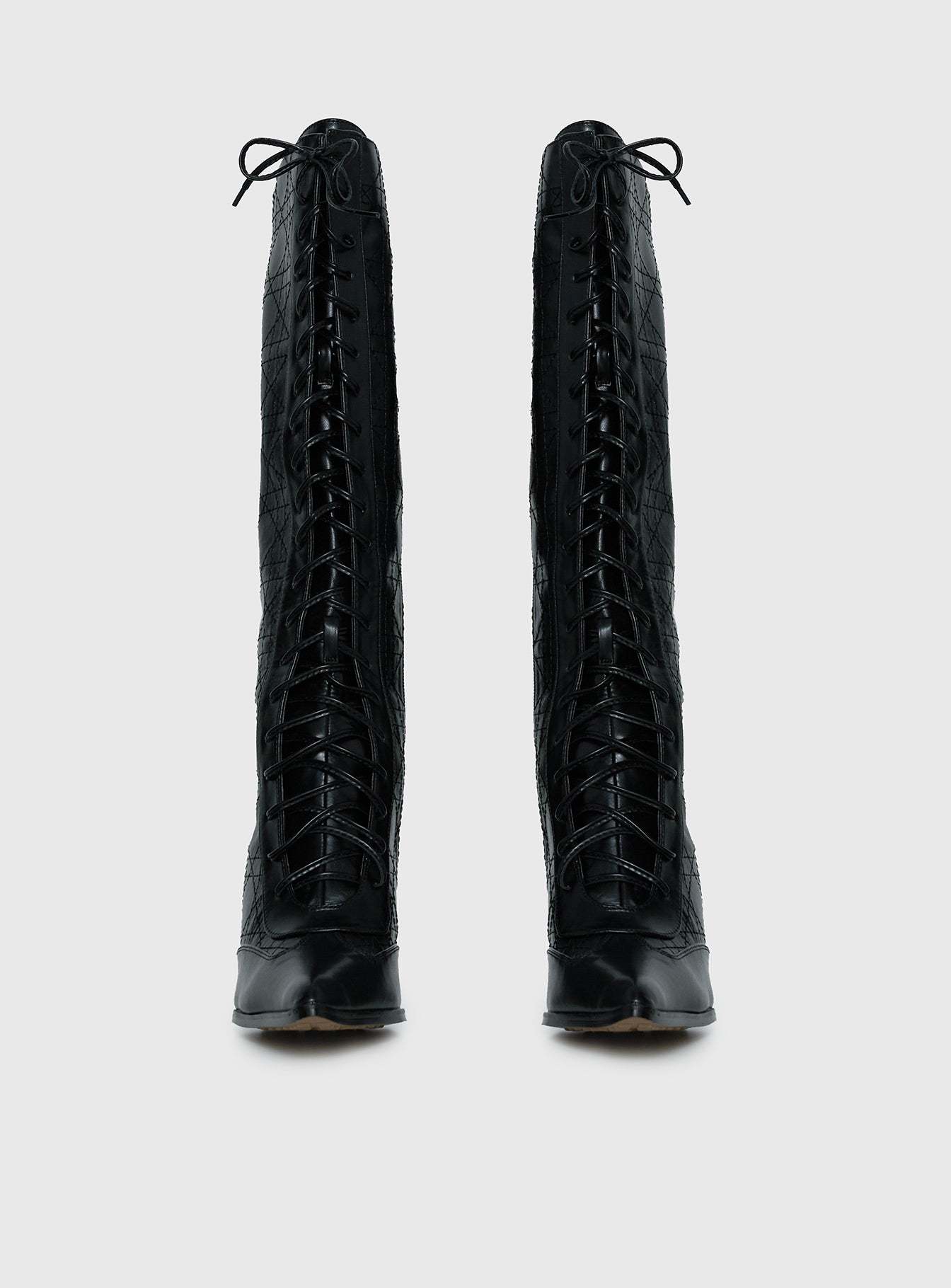 Creator Knee High Lace-Up Boots Black