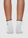 Crew socks Frill cuff, bow print