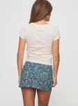 Mini skirt floral print mid rise side slit