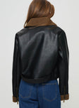 Jacket Shearling trim, classic collar, exposed zip fastening at front