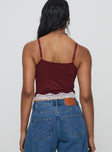 product Princess Polly Sleeveless Sweetheart  Top Model Cami Burgundy