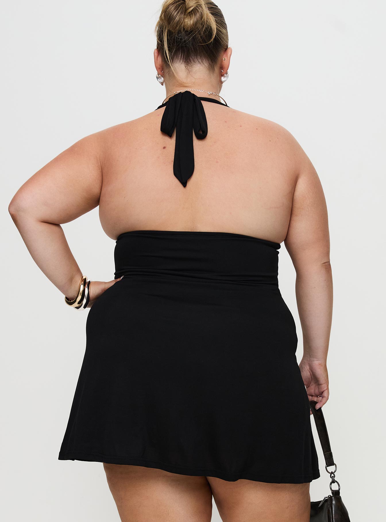 Tinisie Halter Mini Dress Black Curve | Princess Polly Tinisie Halter Mini Dress Black Curve | Princess Polly