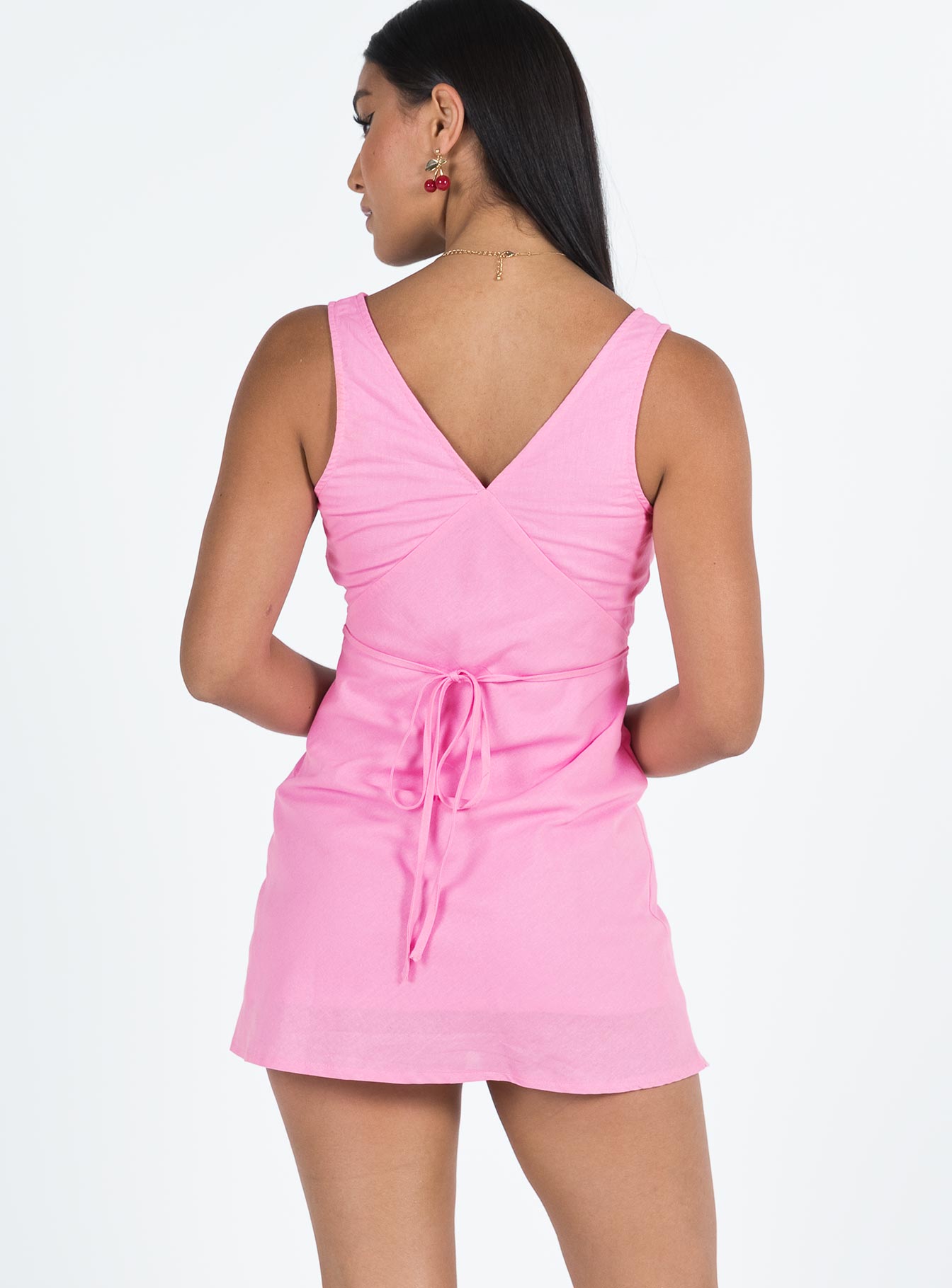 Nellie Mini Dress Pink Linen | Princess Polly Nellie Mini Dress Pink Linen | Princess Polly