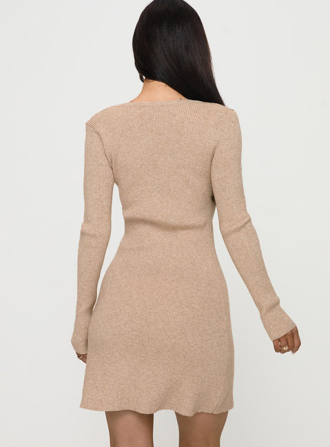 princess polly winter dress Halycon Knit Mini Dress Oatmeal