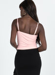 Pink top Adjustable shoulder straps Good stretch Lined bust