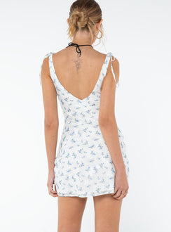 product Princess Polly Crew Neck  Mietta Mini Dress White / Blue Floral