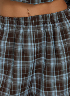 Lunna Elasticated Waist Shorts Blue Check