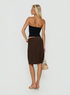Soleana Suting Midi Skirt Brown
