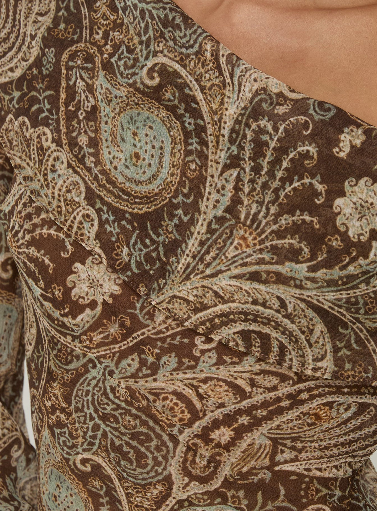 Haislee Chiffon Slouchy Long Sleeve Top Paisley