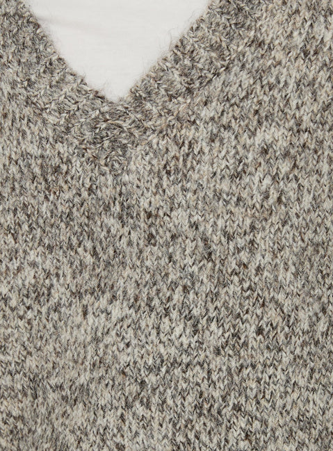 Ladiya V Neck Knit Sweater Brown Speckle