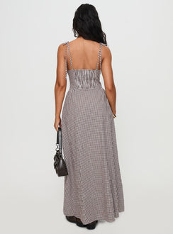 dalanie tie strap maxi dress brown gingham Robinson Maxi Dress - Brown Gingham