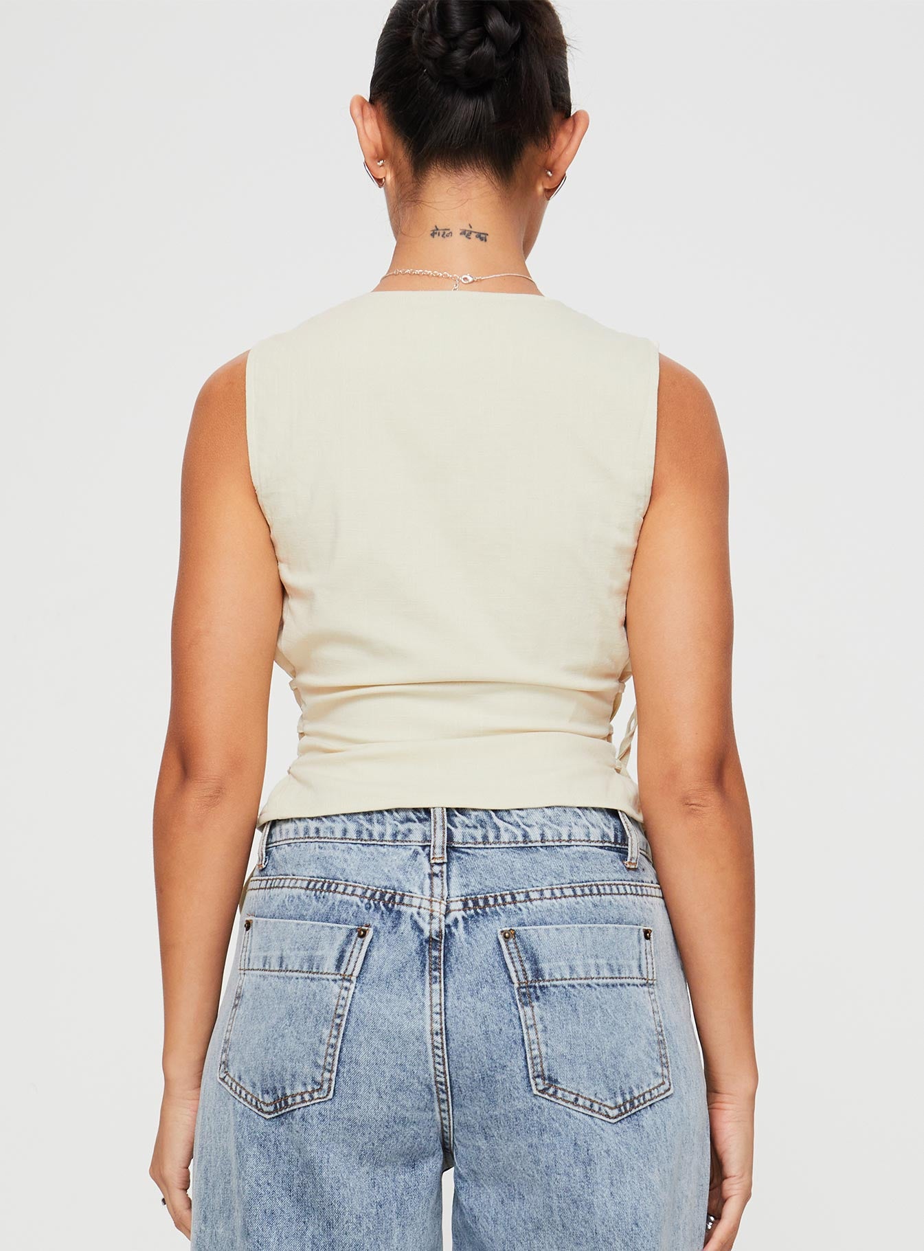 product Princess Polly Sleeveless Square Neck  Myrin Top Beige