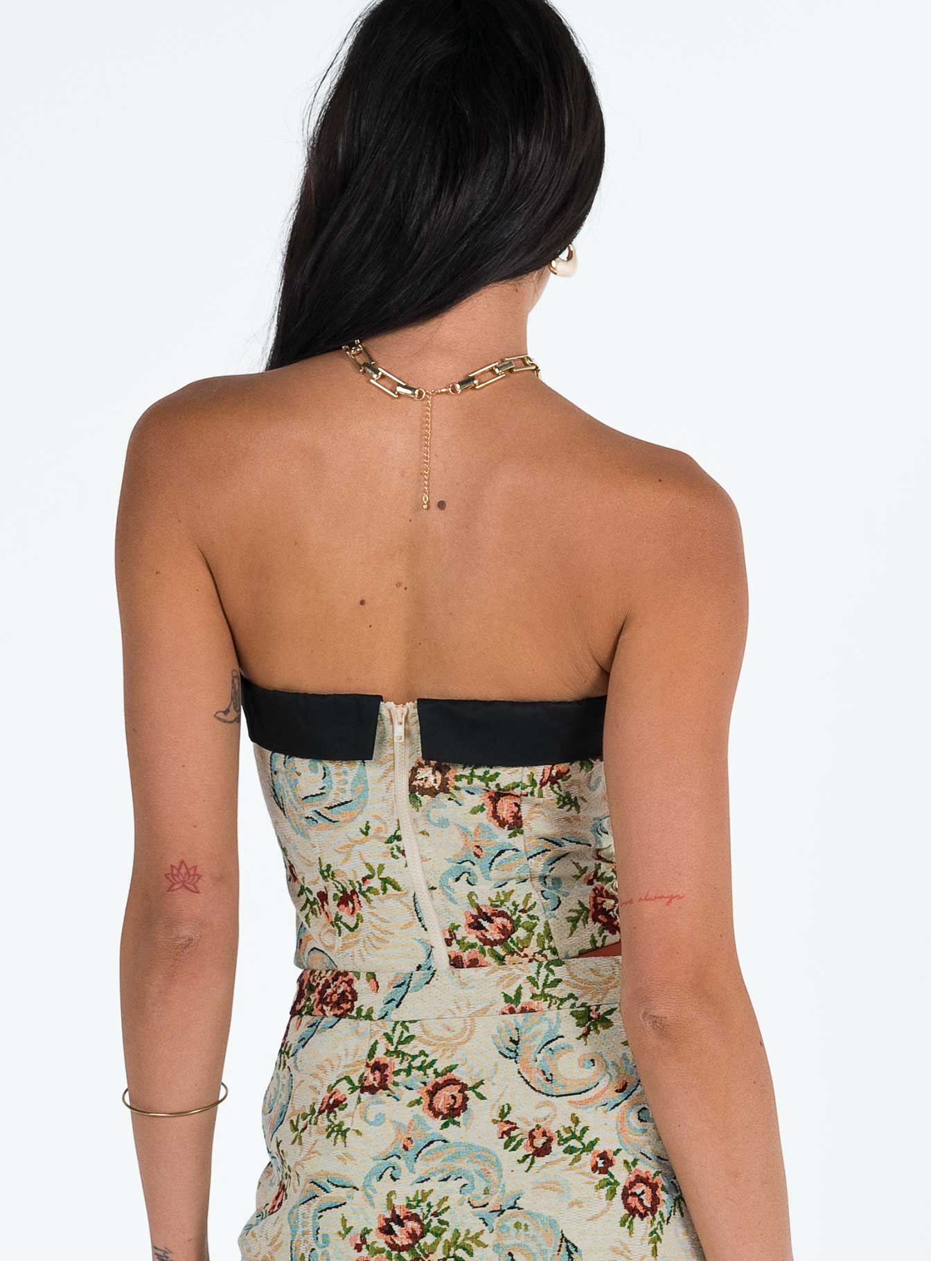 product Princess Polly Sleeveless Asymmetric Neckline  Cazale Strapless Top Tapestry Multi