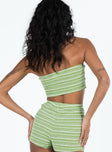 Tube top Striped print Thin elasticated band at bust Good stretch Unlined 
