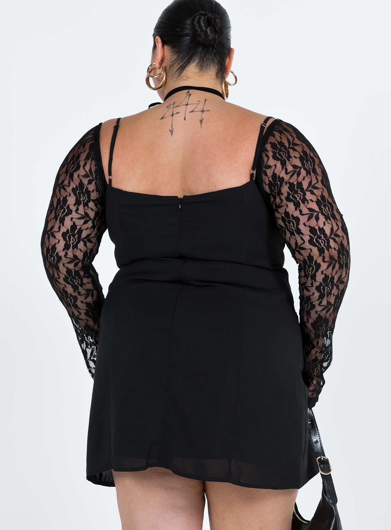 Ashwood Lace Sleeve Mini Dress Black Curve | Princess Polly Ashwood Lace Sleeve Mini Dress Black Curve | Princess Polly