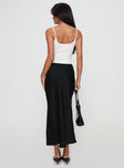 back view of model wearing Princess Polly Haley Maxi Skirt Black Maxi 