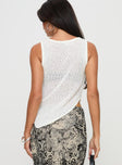 back view of model wearing Princess Polly Andromeda Knit Top Ivory Sleeveless Crew Neck 