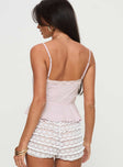 back view of model wearing Princess Polly Kruik Top Pink Sleeveless Square Neck 