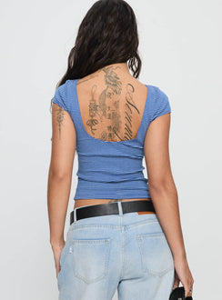 Nyren Low Back Boatneck Top Blue Stripe