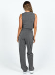 back view of model wearing Princess Polly Purley Pinstripe Pants Grey 