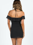Mini dress Off the shoulder design Frill detail Invisible zip fastening at side