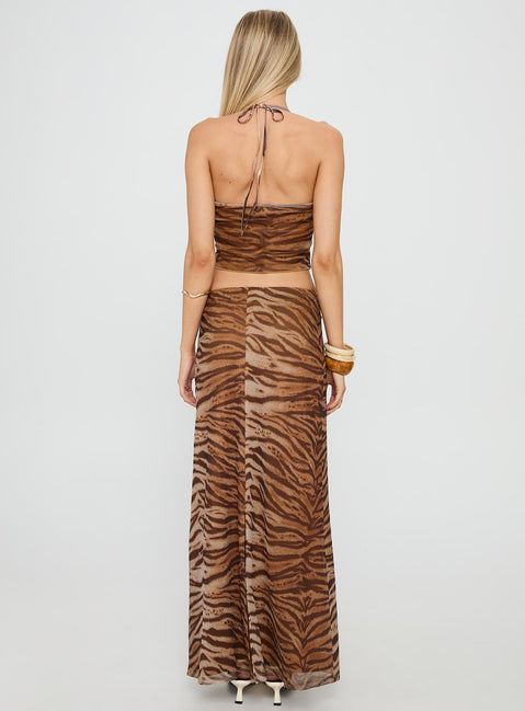 Better Now Cowl Neck Set Brown Tiger