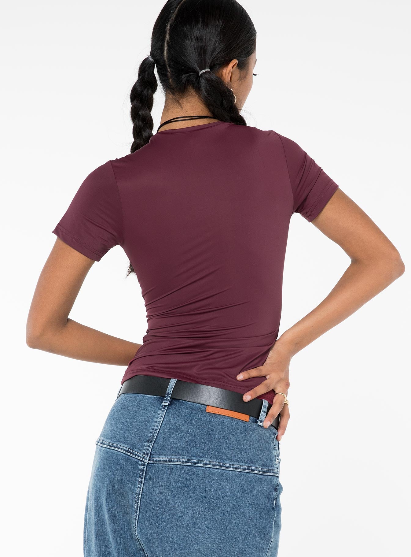 product Princess Polly Short Sleeves High Neck  Lowell Top Wine